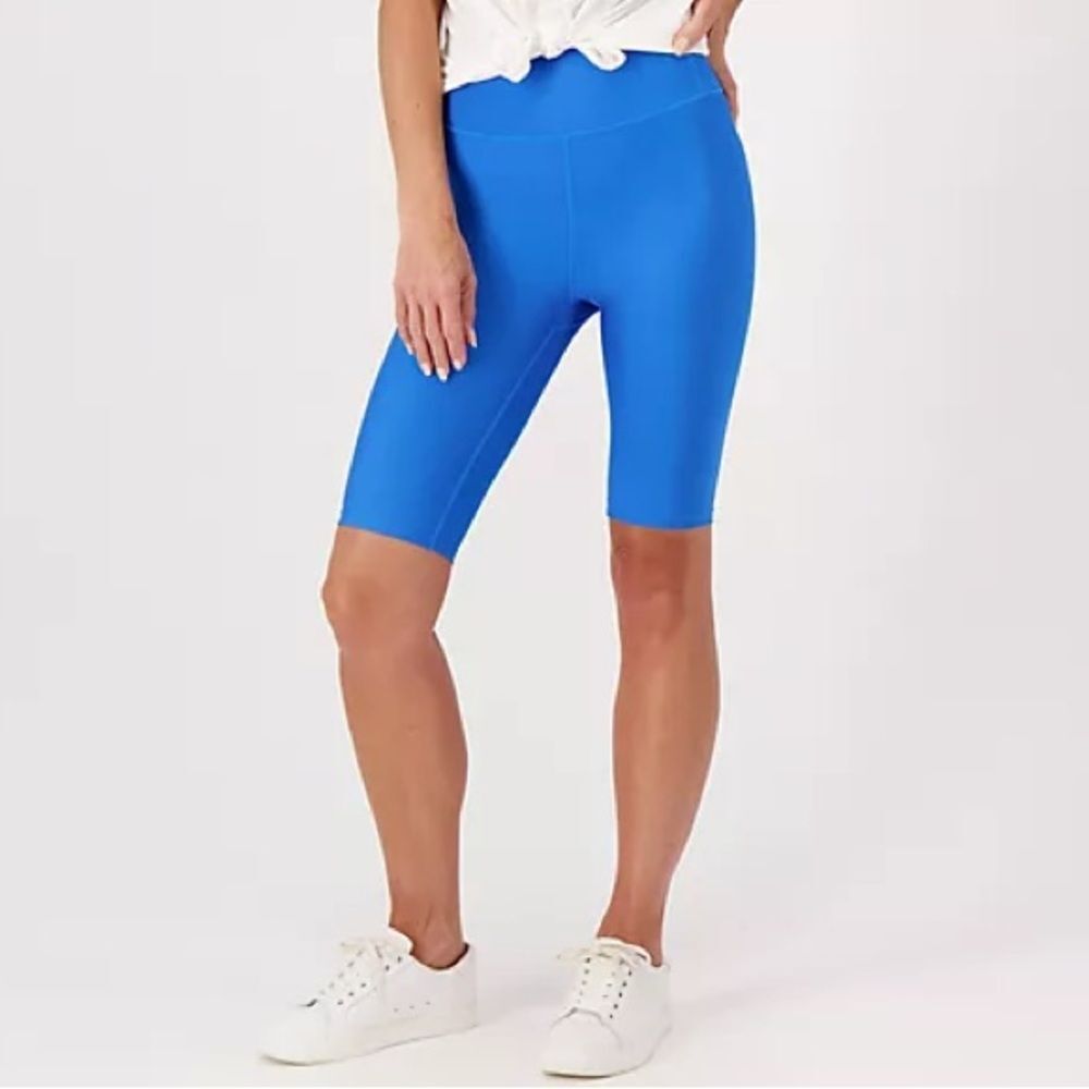 AB by Addison Bay Womens Blue Waverly Short Long Bicycle Shorts High Rise Small